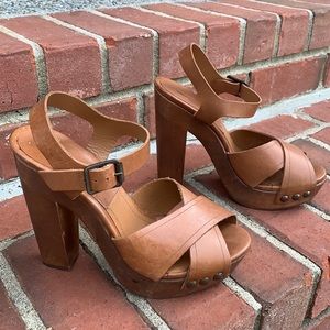 Zara Collection By Basic Leather Wooden Heels
